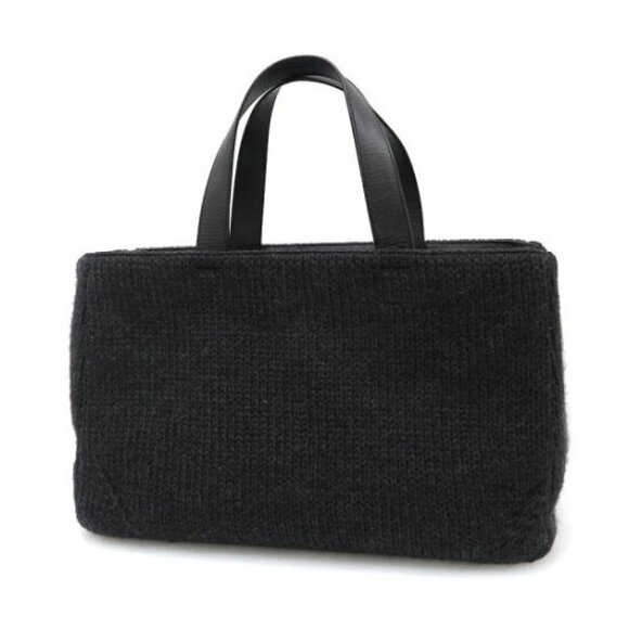 Prada Handbags - Prada Black Wool Handbag Tote Black
